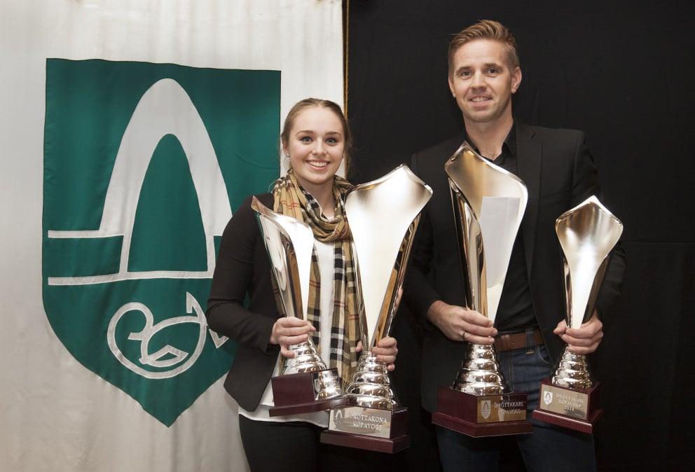Íþróttakona og íþróttakarl Kópavogs 2014, Norma Dögg Róbertsdóttir og Birgir Leifur Hafþórsson.
