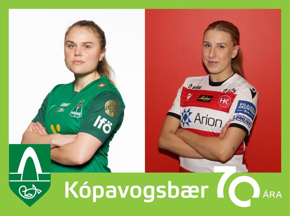 Á myndinni eru fyrirliði Breiðabliks, Agla María Albertsdóttir og fyrirliði HK, Ísabella Eva Aradót&hellip;