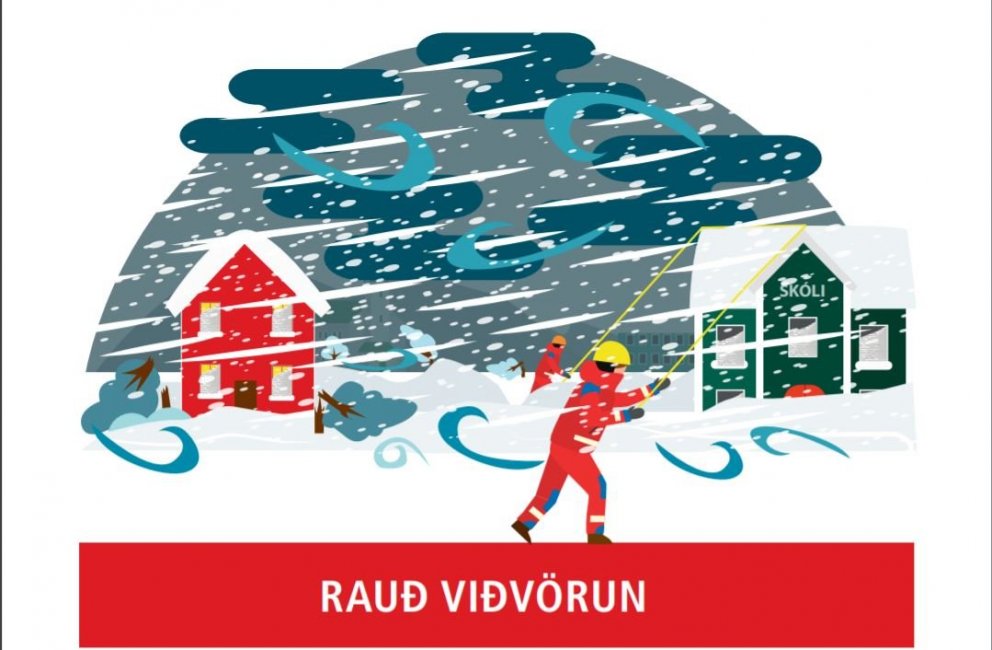 Rauð viðvörun á höfuðborgarsvæðinu mánudaginn 7.febrúar