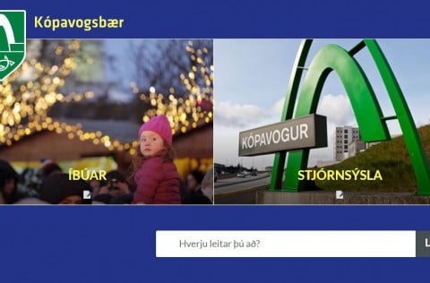 Vefur Kópavogsbæjar eins og hann birtist þegar smellt hefur verið á táknið efst í hægra horni. Þess&hellip;