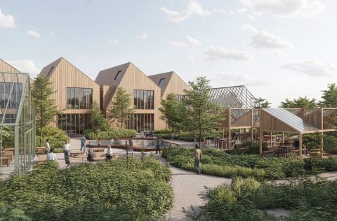 Myndirnar sýna tillöguna sem varð hlutskörpust, Tendra arkitektar unnu tillöguna fyrir Klasa.