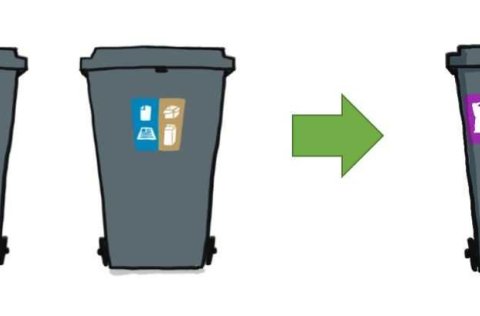 Tvískipt tunna fyrir pappa og plast er jafn stór tvískiptu tunnunni sem var dreift fyrr í sumar fyr&hellip;