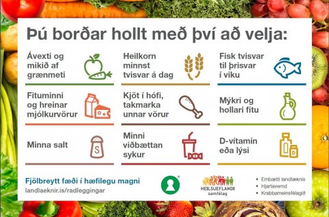 Ráðleggingar embættis landlæknis um fjölbreytt fæðuval.