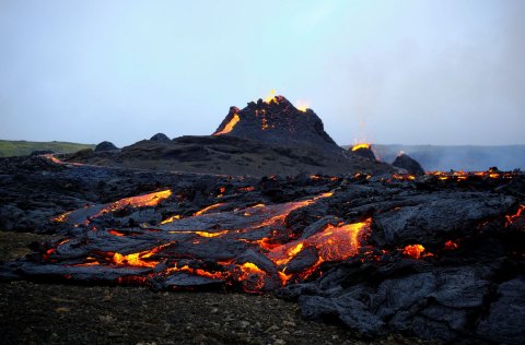 Frá gosstöðvum í Geldingadal.