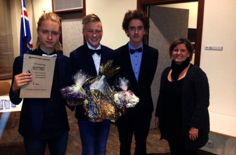Sigurvegarar Getkó 2015. Frá vinstri eru Bjartur Rúnarsson, Andri Már Tómasson og Gunnar Björn Gunn&hellip;
