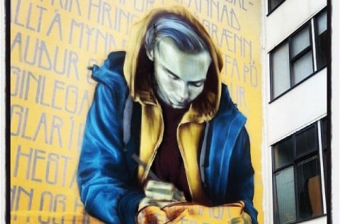Listaverk sem prýðir útivegg