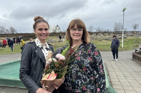 Ásdís Kristjánsdóttir bæjarstjóri og leikskólastjóri Kópasteins, Margrét Stefanía Lárusdóttir.