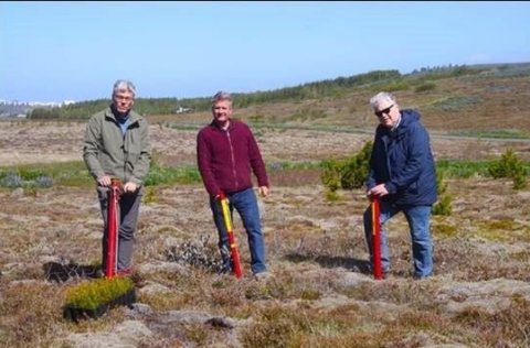 Gróðursetning í landi Kópavogs, frá vinsti Þröstur Magnússon, Kristinn H. Þorsteinsson og Friðrik B&hellip;