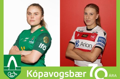 Á myndinni eru fyrirliði Breiðabliks, Agla María Albertsdóttir og fyrirliði HK, Ísabella Eva Aradót&hellip;